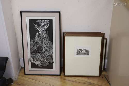 Seven assorted near contemporary wood engravings by George T...