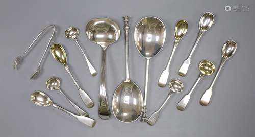 A pair of Mappin & Webb silver seal top spoons, five silver ...