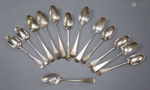 A set of six George III silver Old English pattern teaspoons...