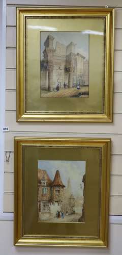 J. Georges, pair of watercolours, Street scenes, Depalla and...