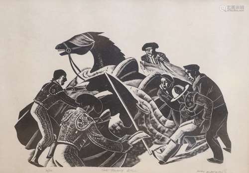 Iain Macnab (1890-1967), woodcut, 'The Brave Bull', signed i...