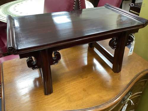 A Chinese small Hongmu low altar style table, width 56cm dep...