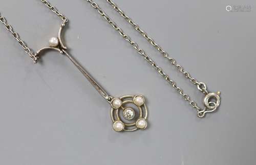 An Edwardian yellow and white metal, seed pearl and diamond ...