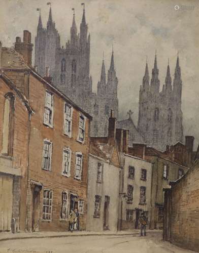 Edward Leslie Badham (1873-1944), watercolour, Cathedral tow...