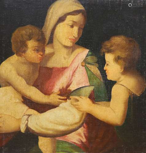 Italian School, oil on canvas, Mother and children, 49 x 49c...