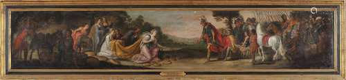 Abigail offering bread and other food to King David so that ...