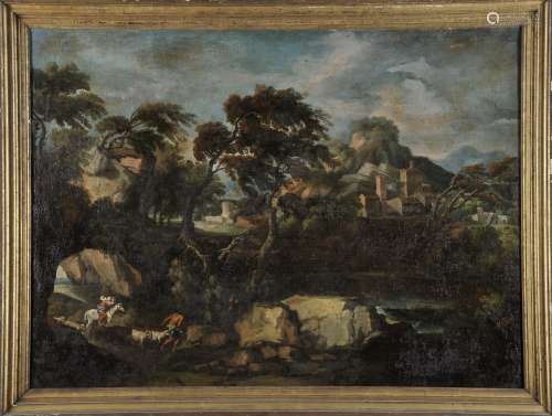 A Landscape - Figures and Flock