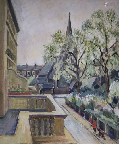 Elizabeth Goudge (1923-2020), oil on canvas, Warwick Square,...