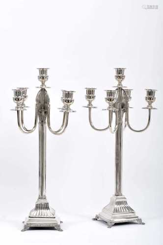 A pair of five-light candelabra