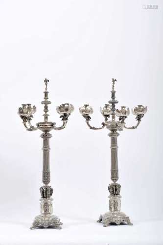 A pair of four-light candelabra