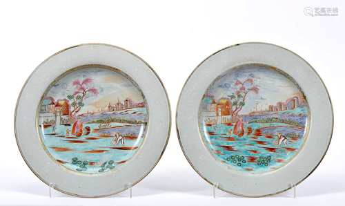 A pair of large serving plates