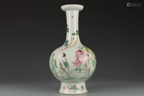 CHINESE FAMILLE ROSE BOTTLE VASE,YONGZHENG MARK