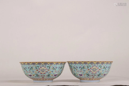 PAIR OF CHINESE B&W FAMILLE ROSE BOWLS,DAOGUAG …