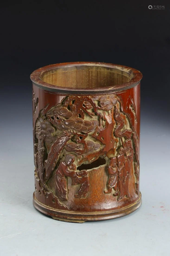 CHINESE CARVED BAMBOO BRUSHPOT