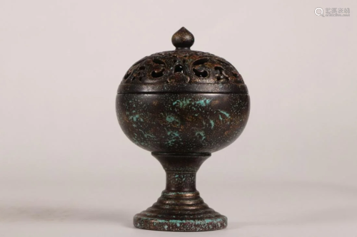 CHINESE BRONZE GLAZED CONTAINER,QIANLONG MARK