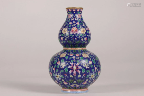 CHINESE ENAMEL GLAZED GOURD VASE , KANGXI MARK