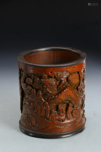 CHINESE CARVED BAMBOO BRUSHPOT