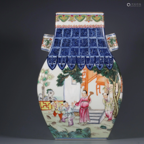 CHINESE BLUE AND WHITE AND FAMILLE ROSE VASE