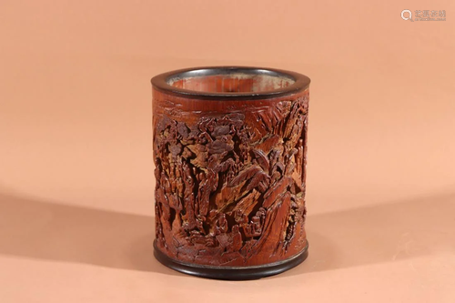 CHINESE BAMBOO CARVED BRUSHPOT