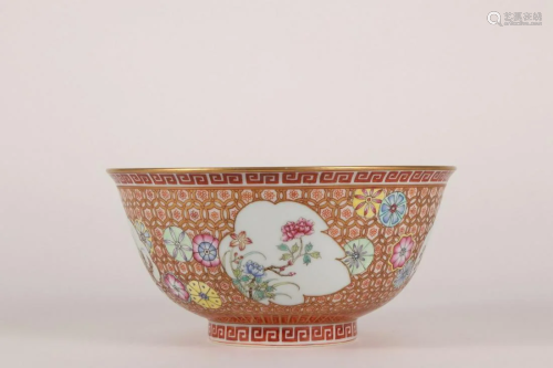 CHINESE IRON RED DECORATED GILT BOWL,QIANLON…