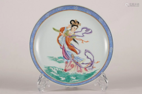 CHINESE FAMILLE ROSE PLATE,QIANLONG MARK