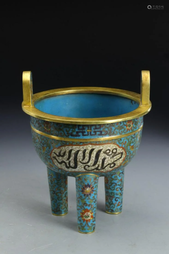 CHINESE CLOISONNE CENSER,XUANDE MARK