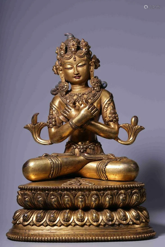 CHINESE GILT BRONZE BUDDHA