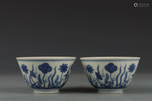 PAIR OF CHINESE BLUE AND WHITE CUPS,CHENGHUA MARK