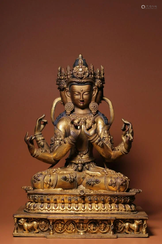 CHINESE GILT BRONZE BUDDHA