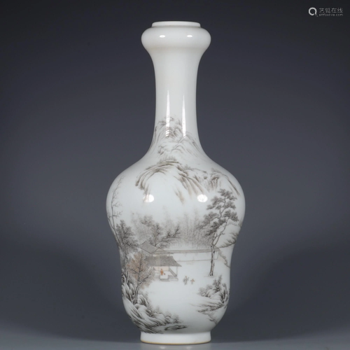 CHINESE INK COLOR VASE,YONGZHENG MARK