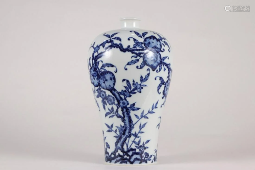 CHINESE BLUE AND WHITE MEIPING ,YONGZHENG MARK