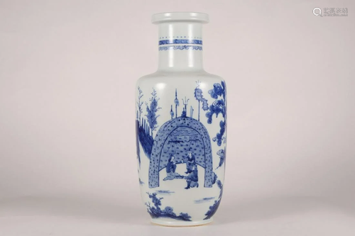 CHINESE BLUE AND WHITE VASE,KANGXI MARK