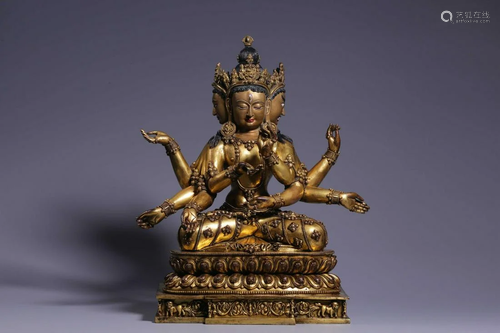 CHINESE GILT BRONZE BUDDHA