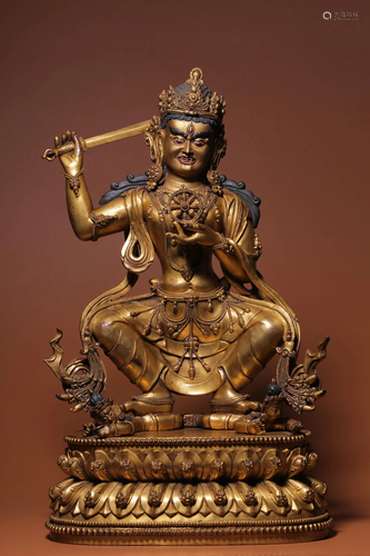 CHINESE GILT BRONZE BUDDHA