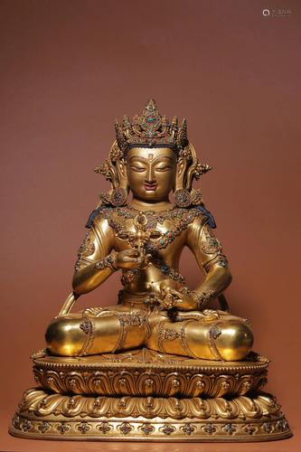 CHINESE GILT BRONZE BUDDHA