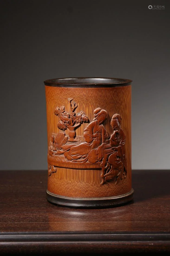 CHINESE BAMBOO CARVED BRUSHPOT