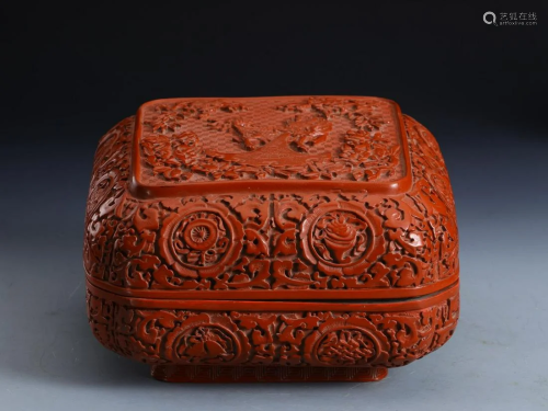 CHINESE CARVED RED LACQUER WARE BOX