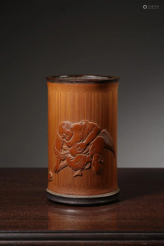 CHINESE BAMBOO CARVED BRUSHPOT