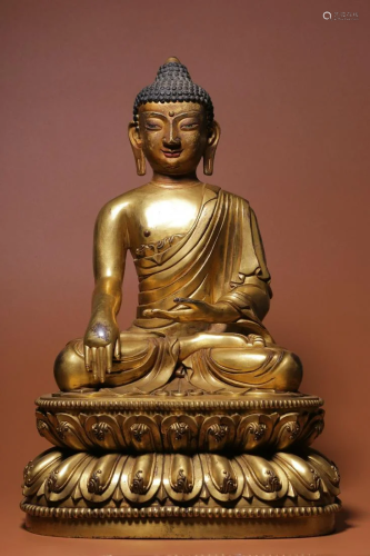 CHINESE GILT BRONZE BUDDHA