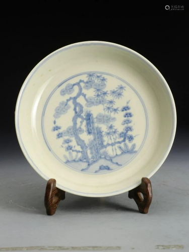 CHINESE BLUE AND WHITE PLATE,CHENGHUA MARK