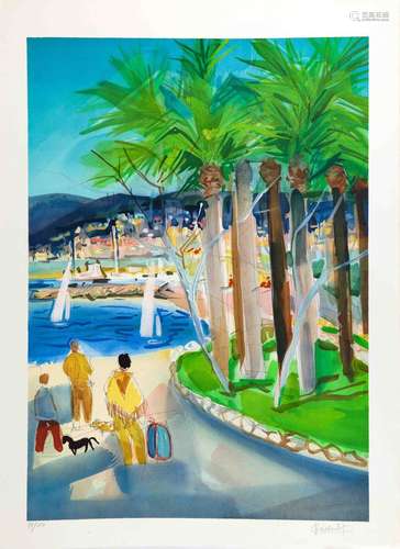 Pierre GAILLARDOT (1910-2002) Promenade à Cannes Lithographi...