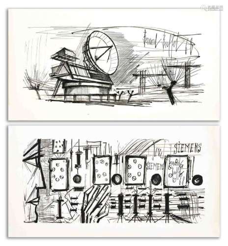 Bernard BUFFET (1928-1999) Siemens - 1968 Paire de lithograp...