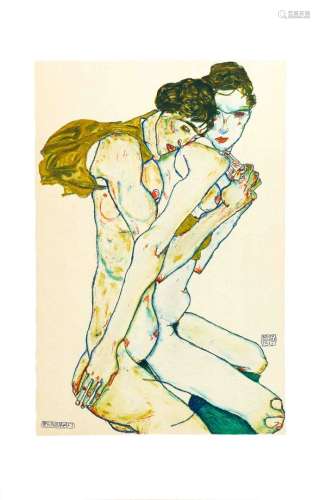 Egon SCHIELE (1890-1918) Couple (1913) Lithographie en coule...