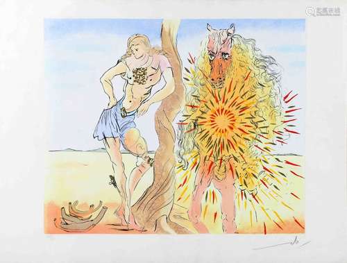 Salvador DALI (1904-1989) Le repos du chevalier Gravure en c...