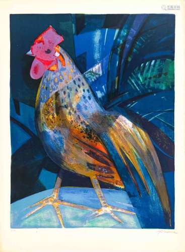 Camille HILAIRE (1916-2004) Le coq Lithographie en couleur s...