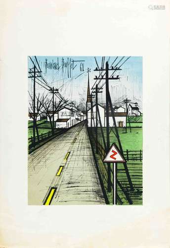 Bernard BUFFET (1928-1999) L'entrée du village (1961) Lithog...