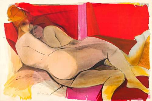 Camille HILAIRE (1916-2004) Les deux amies Lithographie en c...