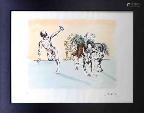 Salvador DALI (1904-1989) Saint Antoine Gravure en couleur s...