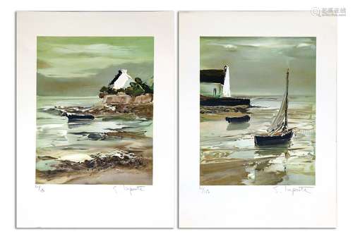 Georges LAPORTE (1926-2000) Bretagne Paire de lithographies ...