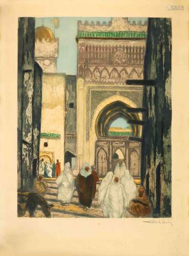 Almery LOBEL-RICHE (1880-1950) La mosquée des Andalous à Fes...